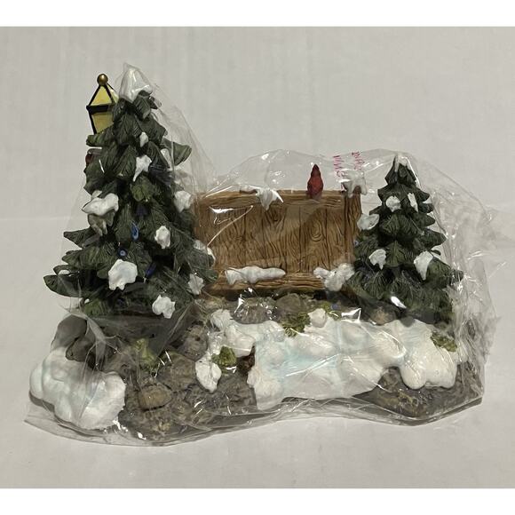 Department 56 Mill Creek Park Bench 52654 Trees Lamppost Cardinals Boxed - Picture 3 of 9